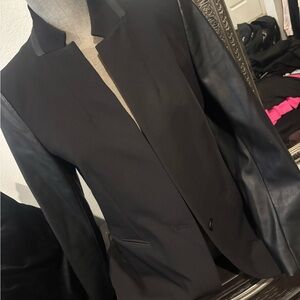 DKNY Black Blazer with Leather Accents
